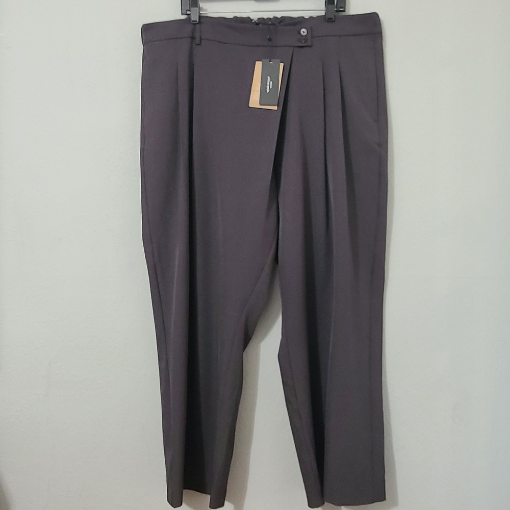 Vero Moda Curve Wide Leg Wrap front pants in‎ dark gray NWT Size 18